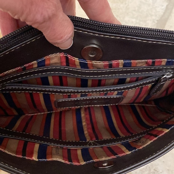 👛 TIGNANELLO CROSSBODY LEATHER HANDBAG shoulder bag purse Brown Like new - Picture 6 of 15